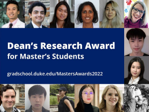 Graduate School Dean's Research Awards for Master's Students 2022